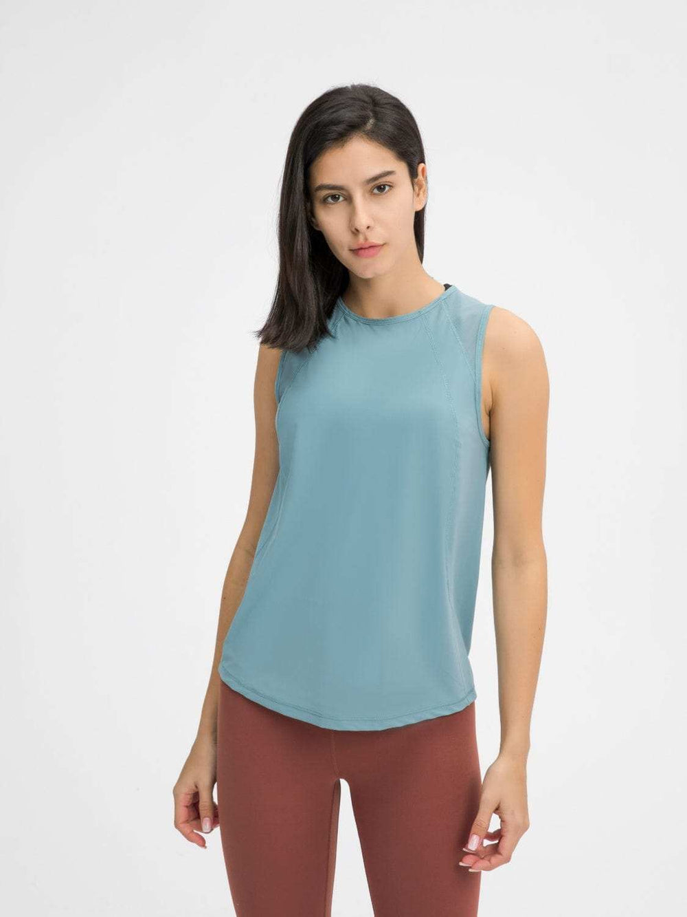 Millennia Cutout Back Round Neck Active Tank - Trendsi - Flyclothing LLC