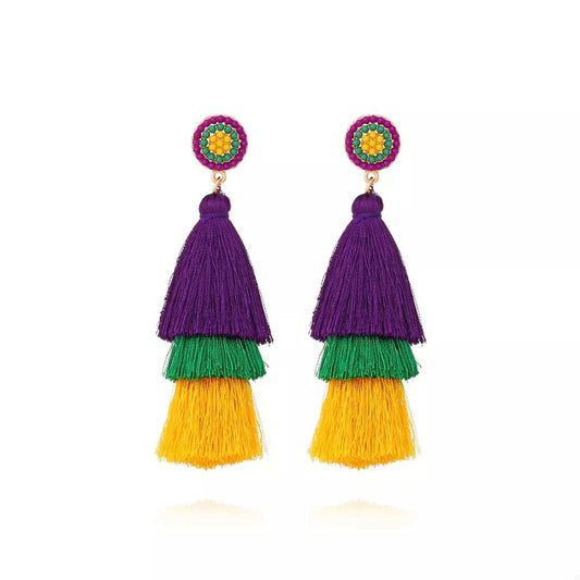 Layered Tassel Drop Earrings - Trendsi - Flyclothing LLC