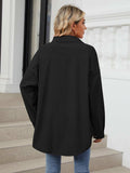Collared Neck Long Sleeve Dropped Shoulder Shirt - Trendsi - Flyclothing LLC