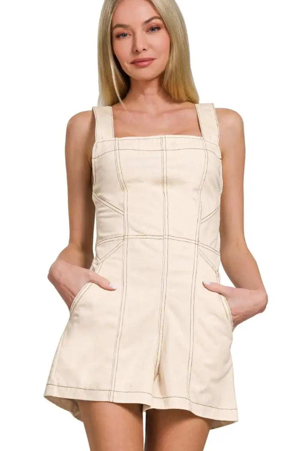 Zenana Tie Back Romper - Trendsi - Flyclothing LLC