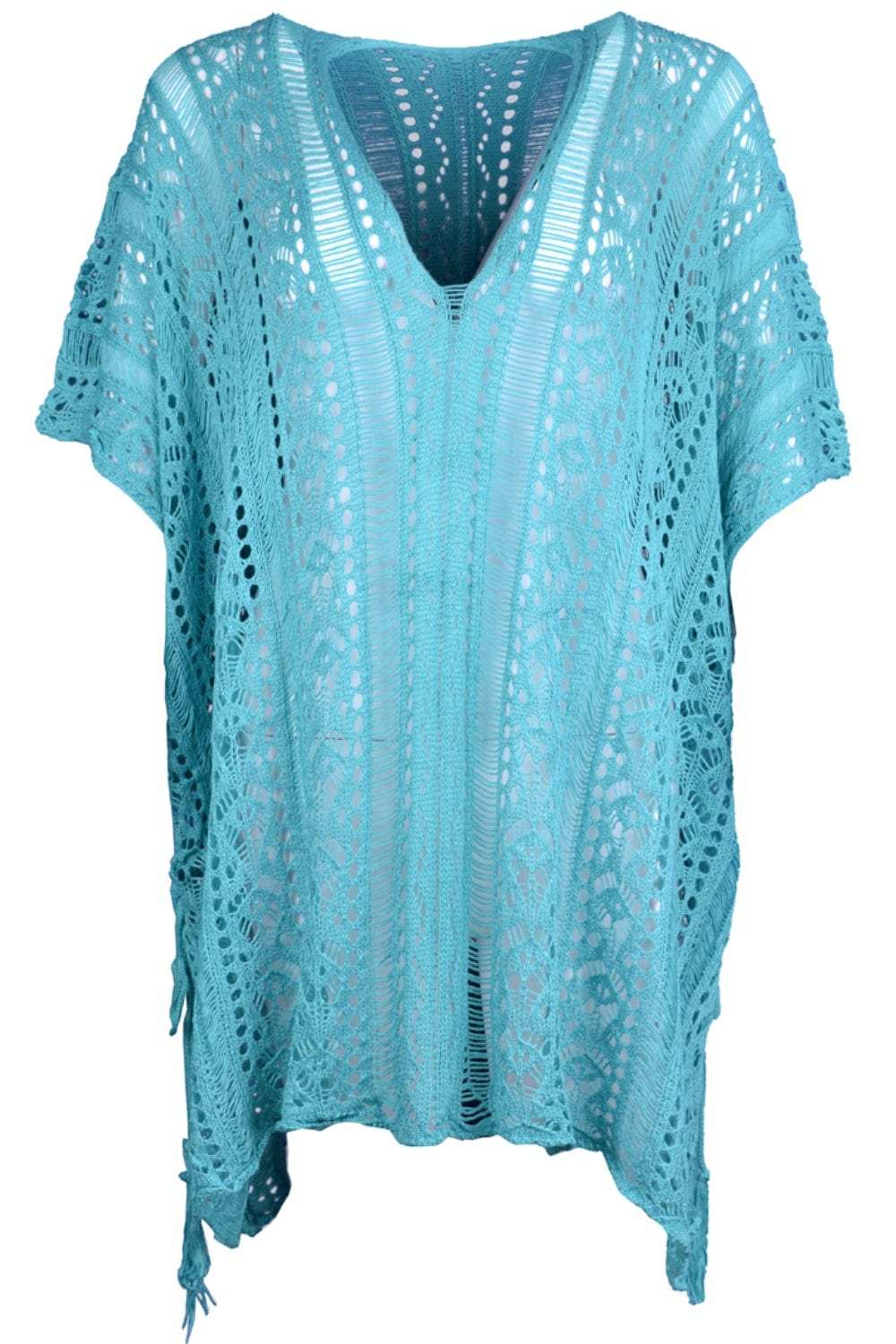 Cutout V-Neck Cover-Up with Tassel - Trendsi - Flyclothing LLC