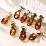 Turquoise Resin Geometric Drop Earrings - Trendsi - Flyclothing LLC