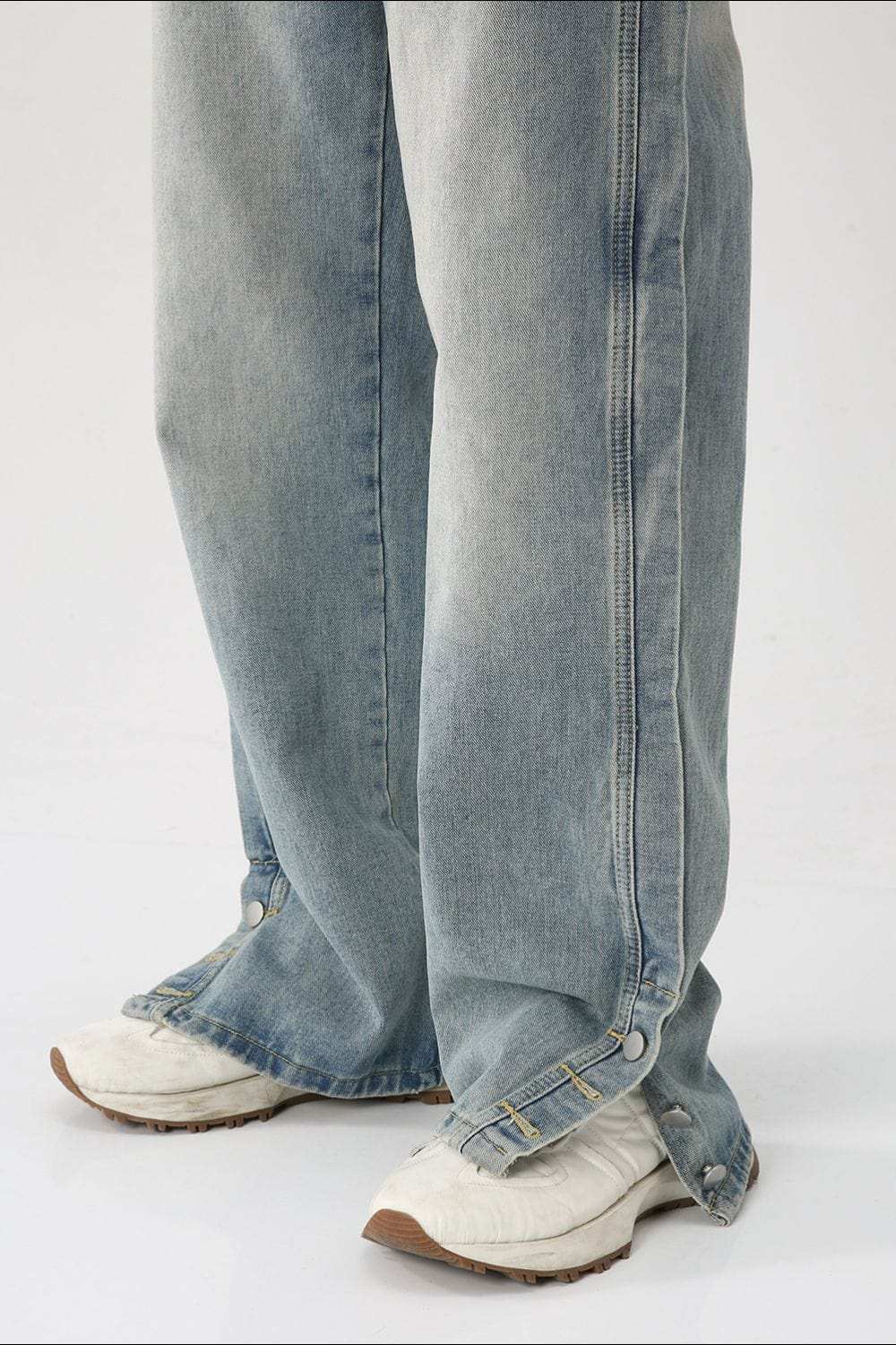 Side Slit Baggy Jeans with Pockets - Trendsi - Flyclothing LLC