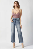 RISEN High Waist Raw Hem Straight Jeans - Trendsi - Flyclothing LLC