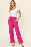 Double Take Full Size Texture Drawstring Straight Pants - Trendsi - Flyclothing LLC