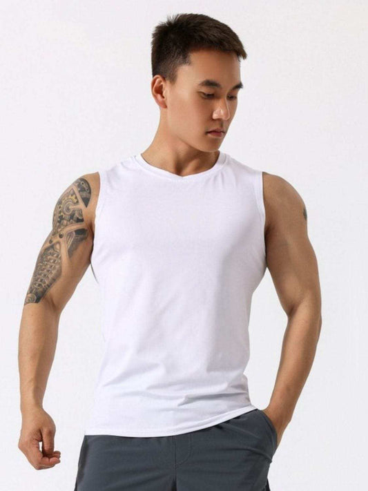 Men's Plus Size Round Neck Active Tank - Trendsi - Flyclothing LLC