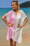 Double Take Openwork Contrast Slit Knit Cover Up - Trendsi - Flyclothing LLC