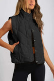 Snap Down Texture Vest Coat with Pockets - Trendsi - Flyclothing LLC