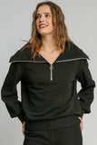 Umgee Full Size Ribbed Knit Half Zipper Sweatshirt Plus Size - Trendsi - Flyclothing LLC