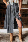 Snap Down High Waist Denim Skirt - Trendsi - Flyclothing LLC