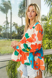 BiBi Floral Woven Tiered V Neck Top - Trendsi - Flyclothing LLC