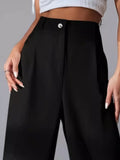 Wide Leg Pleated Pants - Trendsi - Flyclothing LLC