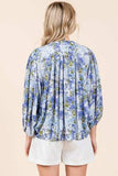 Mittoshop Flower Print Batwing Sleeve Button Down Blouse - Trendsi - Flyclothing LLC