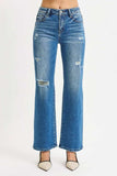 RISEN Full Size High Rise Ankle Straight Front Body Distressed Jeans Plus Size - Trendsi - Flyclothing LLC