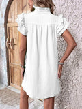 Ruffled Notched Cap Sleeve Mini Dress - Trendsi - Flyclothing LLC
