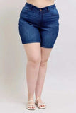 Judy Blue Full Size High Waist V-Front Bermuda Plus Size - Trendsi - Flyclothing LLC
