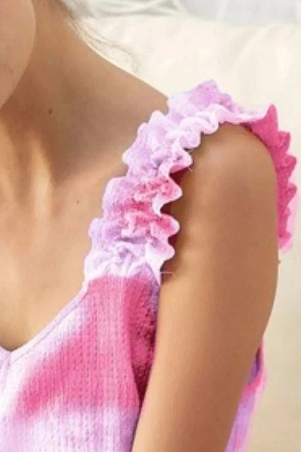 BiBi Tie Dye Printed Textured Woven with Ruffled - Trendsi - Flyclothing LLC