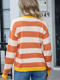 Striped Round Neck Dropped Shoulder Sweater - Trendsi - Flyclothing LLC