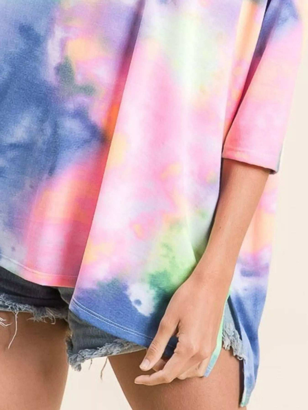 BiBi Tie Dye Print Low Gauge Knit Top - Trendsi - Flyclothing LLC
