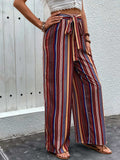 Tied Geometric Wide Leg Pants - Trendsi - Flyclothing LLC