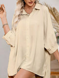 3/4 Sleeve Button Up Shirt - Trendsi - Flyclothing LLC
