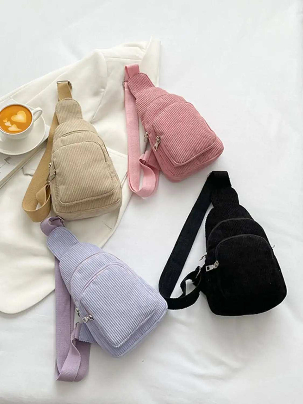 Corduroy Solid Color Crossbody Bag - Trendsi - Flyclothing LLC