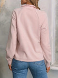 Texture Quarter Zip Long Sleeve Sweatshirt - Trendsi - Flyclothing LLC
