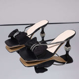 Bow Rhinestone Open-Toe Sandals - Trendsi - Flyclothing LLC