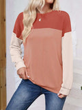 Color Block Round Neck Long Sleeve Sweatshirt - Trendsi - Flyclothing LLC