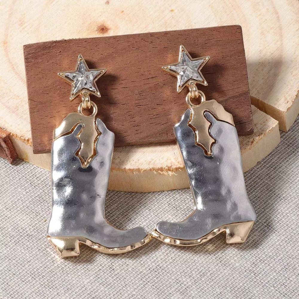 Western Cowboy Boot Star Dangle Earrings - Trendsi - Flyclothing LLC