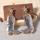 Western Cowboy Boot Star Dangle Earrings - Trendsi - Flyclothing LLC