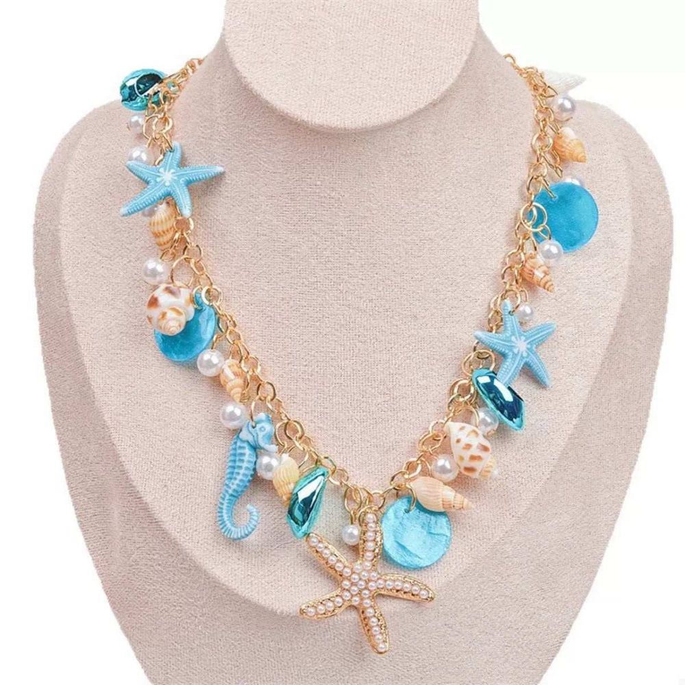 Ocean Charm Shell Starfish Statement Necklace - Trendsi - Flyclothing LLC