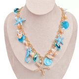 Ocean Charm Shell Starfish Statement Necklace - Trendsi - Flyclothing LLC