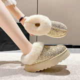 Sequin Round Toe Platform Boots - Trendsi - Flyclothing LLC