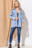 And The Why Button Front Flap Pocket Ripped Denim Jacket - Trendsi - Flyclothing LLC