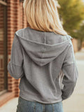 Waffle Splicing Zip Up Front Button Hooded Jacket - Trendsi - Flyclothing LLC