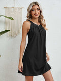 Eyelet Grecian Neck Mini Dress - Trendsi - Flyclothing LLC