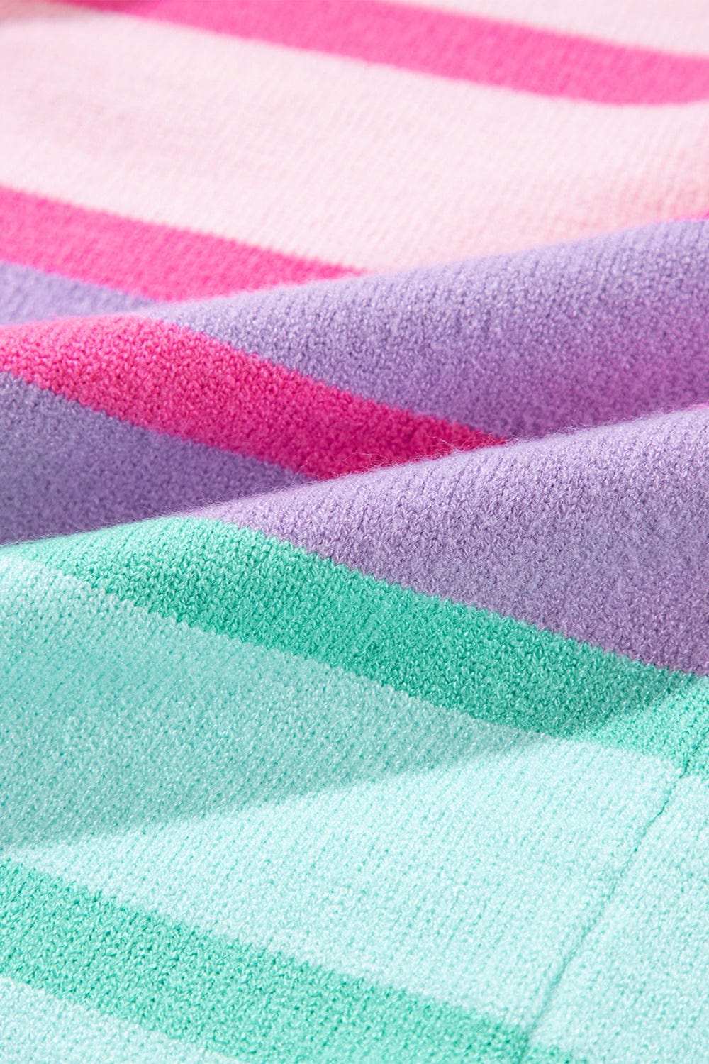 Contrast Striped Round Neck Long Sleeve Knit Top - Trendsi - Flyclothing LLC