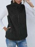 Full Size Fuzzy Zip Up Vest Coat with Pockets - Trendsi - Flyclothing LLC