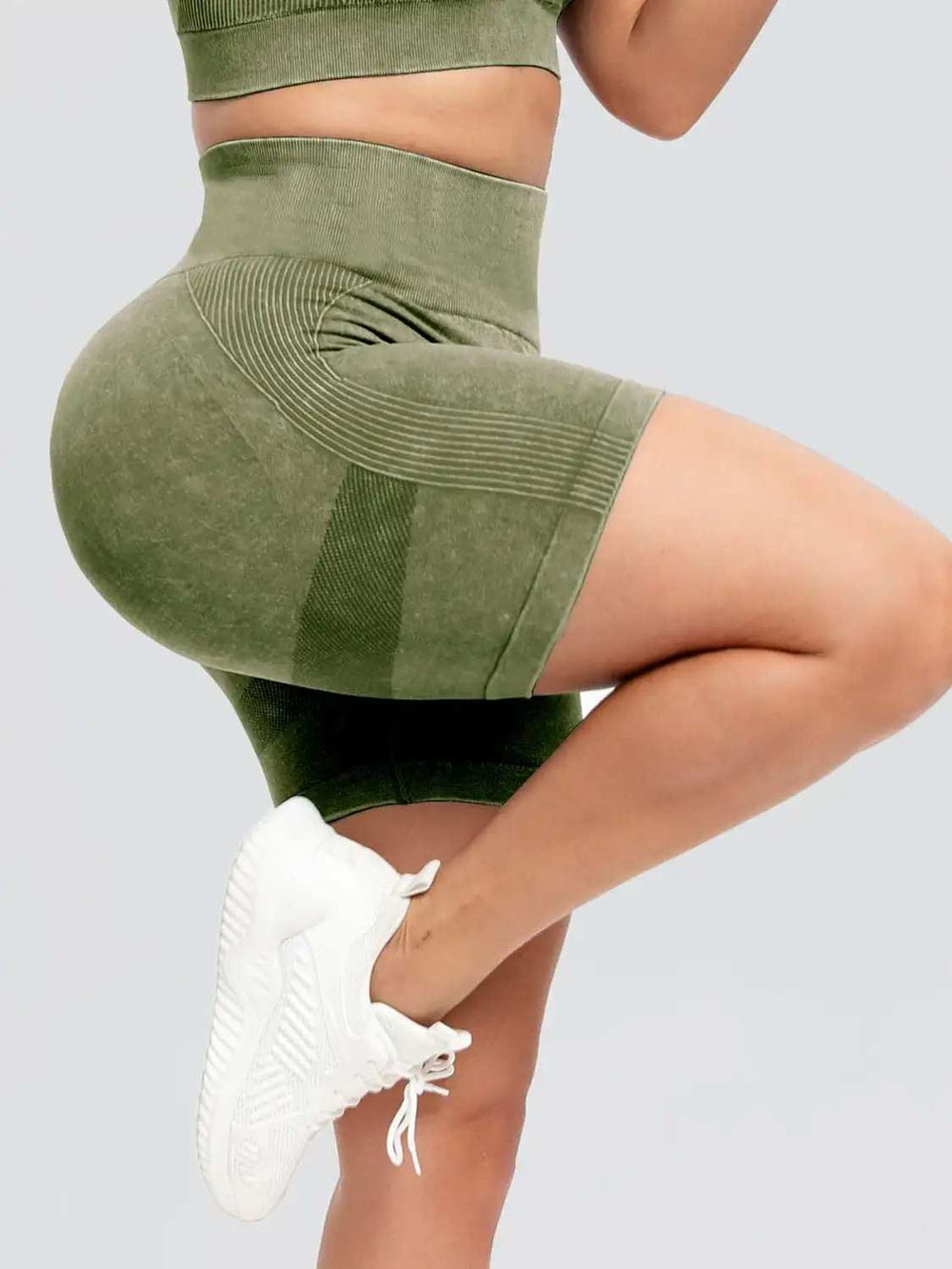 Washed High Waist Active Shorts - Trendsi - Flyclothing LLC