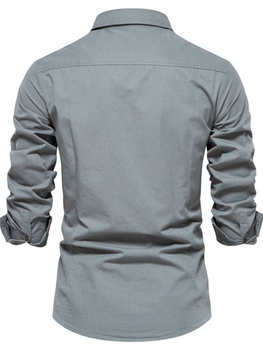 Men's Button Down Collared Neck Shirt - Trendsi - Flyclothing LLC