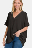 Zenana Full Size V-Neck Short Sleeve Top - Trendsi - Flyclothing LLC
