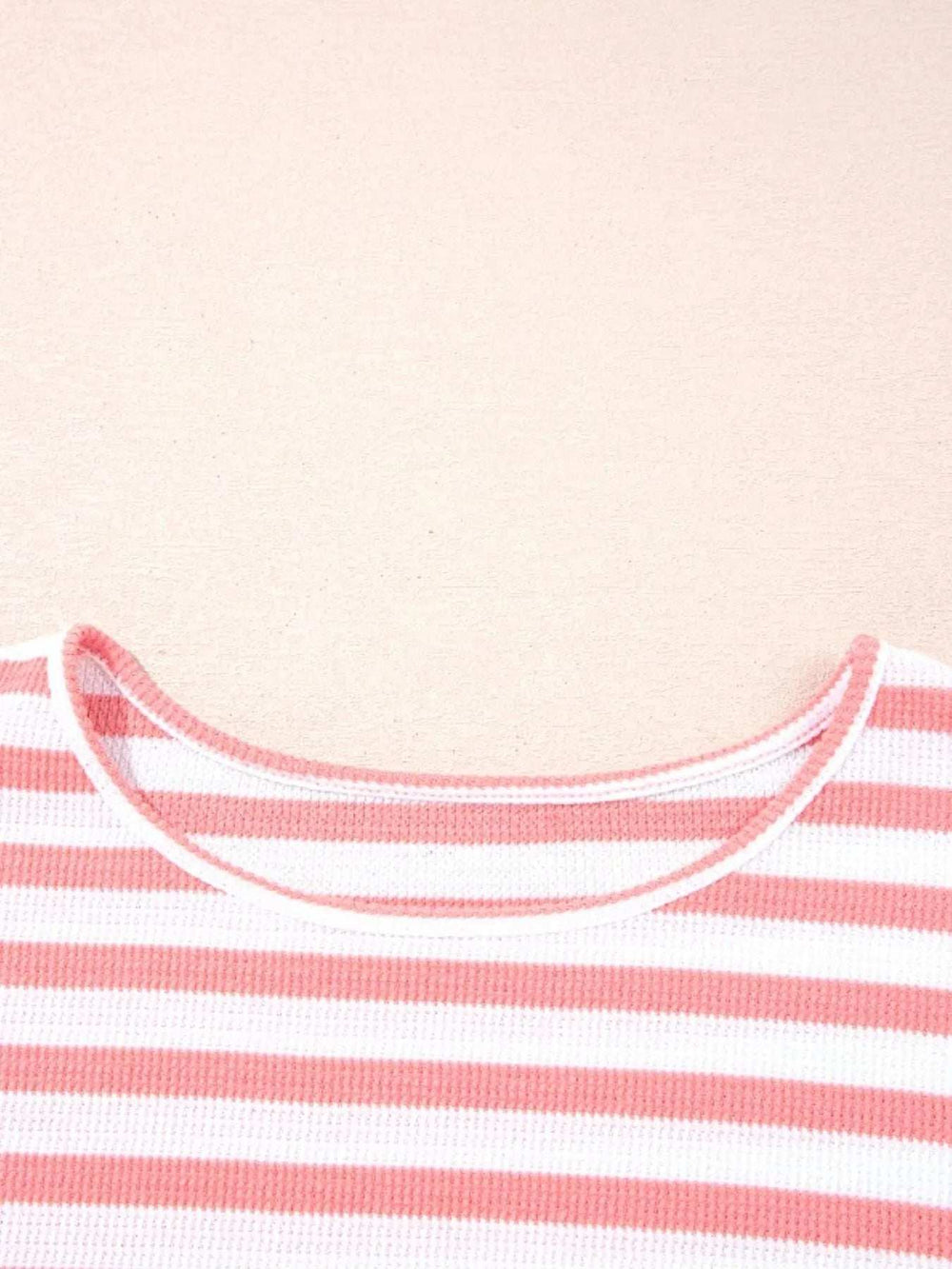 Striped Long Sleeve Ribbed Blouse - Trendsi - Flyclothing LLC