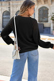 Lace Detail Round Neck Lantern Sleeve Top - Trendsi - Flyclothing LLC