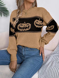Pumpkin Round Neck Long Sleeve Sweater - Trendsi - Flyclothing LLC
