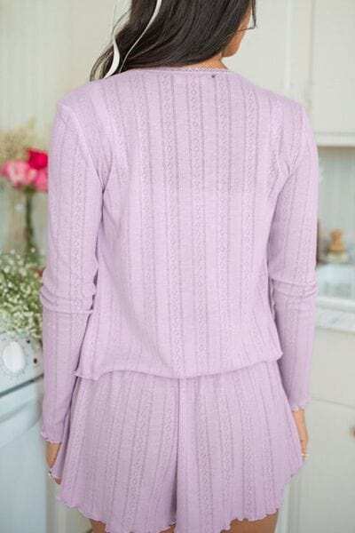 Button Down Cardigan, Cami and Shorts Set - Trendsi - Flyclothing LLC