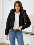 Pocketed Long Sleeve Cropped Hooded Winter Coat - Trendsi - Flyclothing LLC