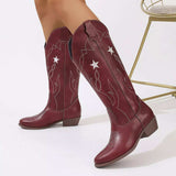 Western Star Embroidered Cowboy Boots - Trendsi - Flyclothing LLC