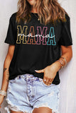 MAMA Round Neck Short Sleeve T-Shirt - Trendsi - Flyclothing LLC