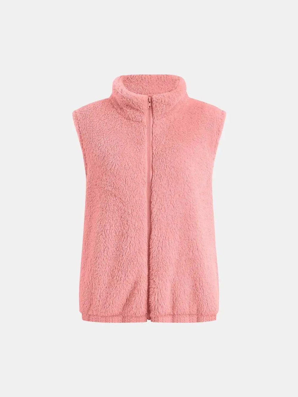 Full Size Fuzzy Zip Up Vest Coat with Pockets - Trendsi - Flyclothing LLC
